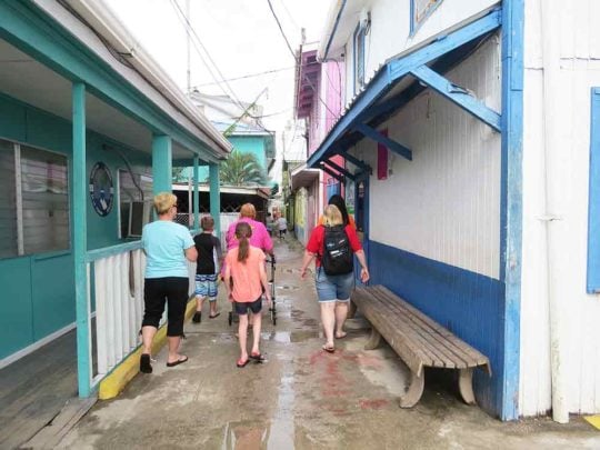 family taking a tour of Bonacca Town