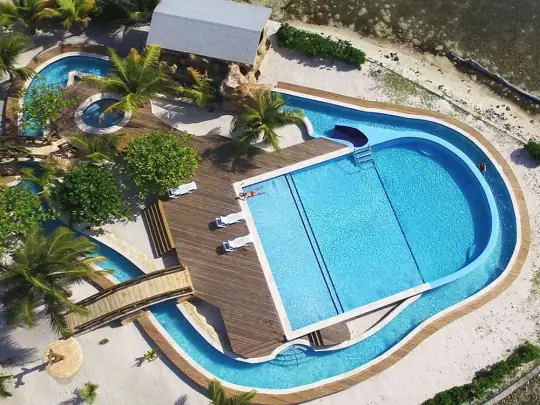 aerial view of infinity pool
