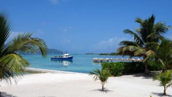 dive boat and beach